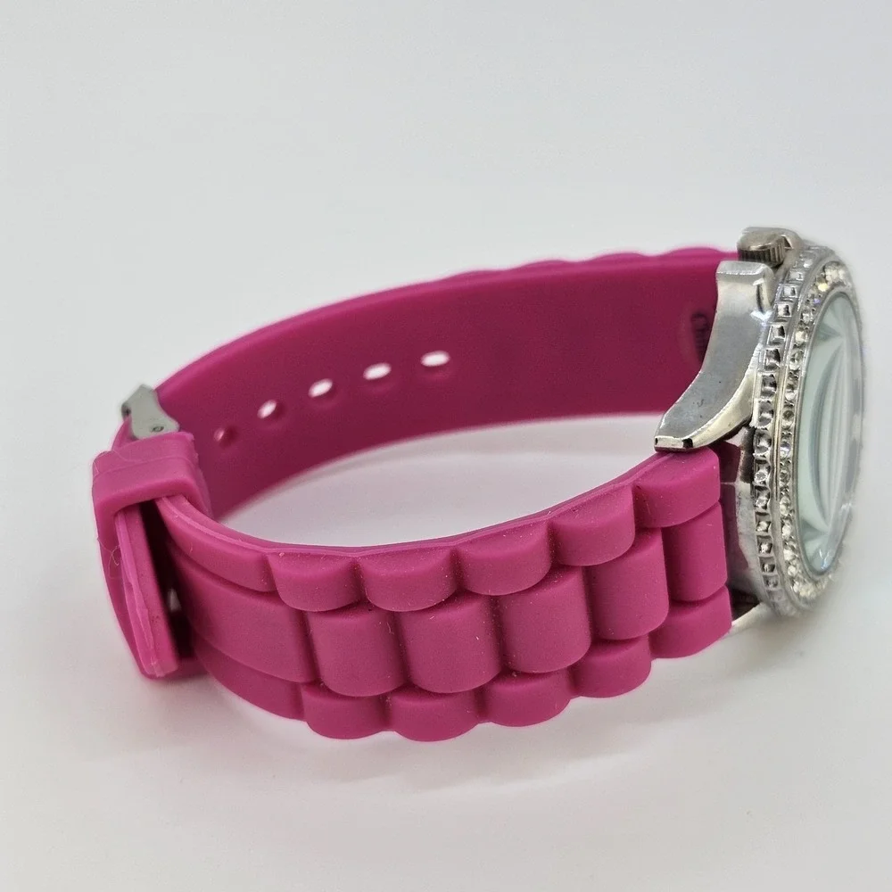 2X Women's‎ Watch 38MM Animal Print Dial Brown Pink Plastic Bands New Battery